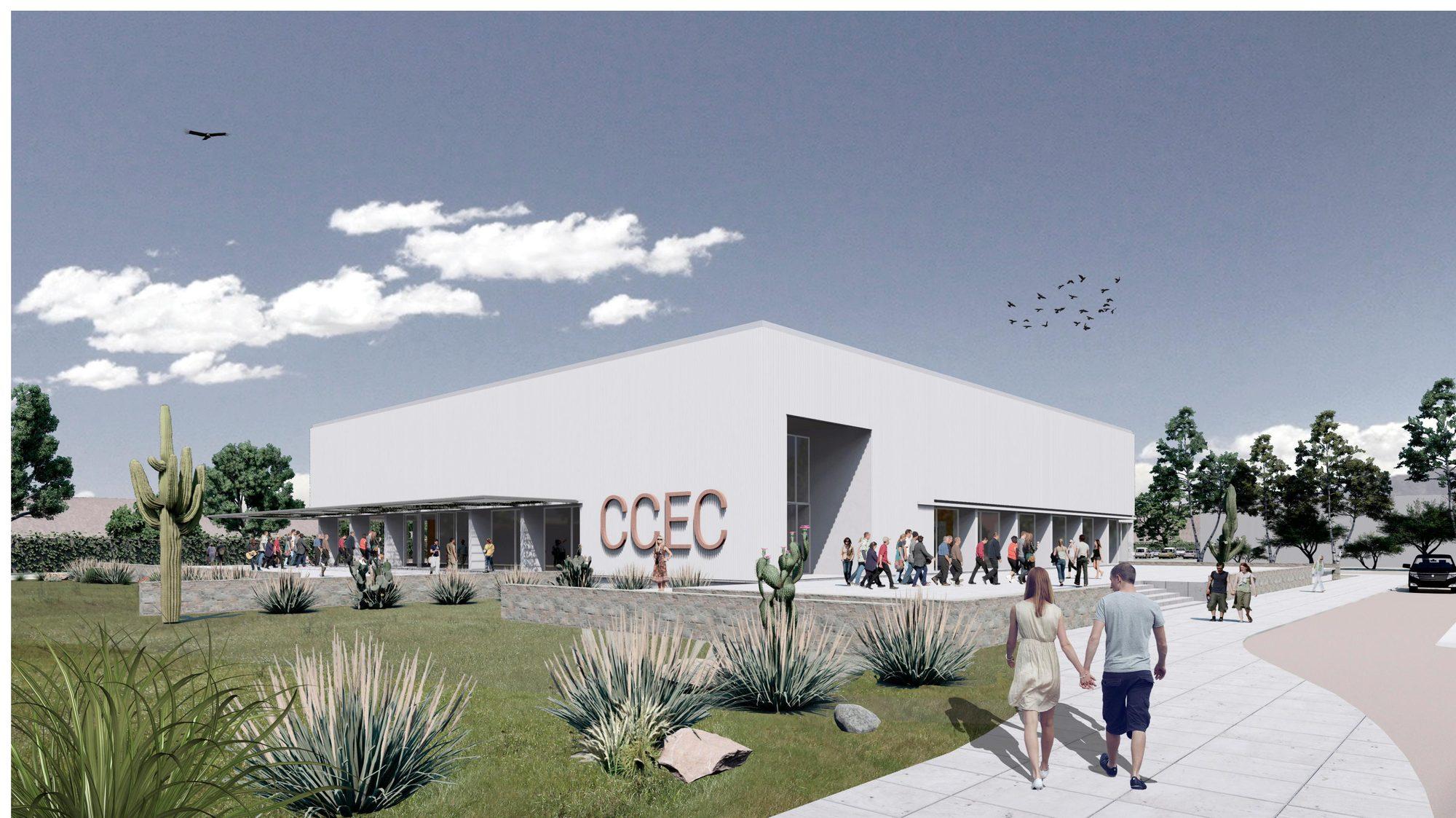 Render del acceso al centro de convenciones