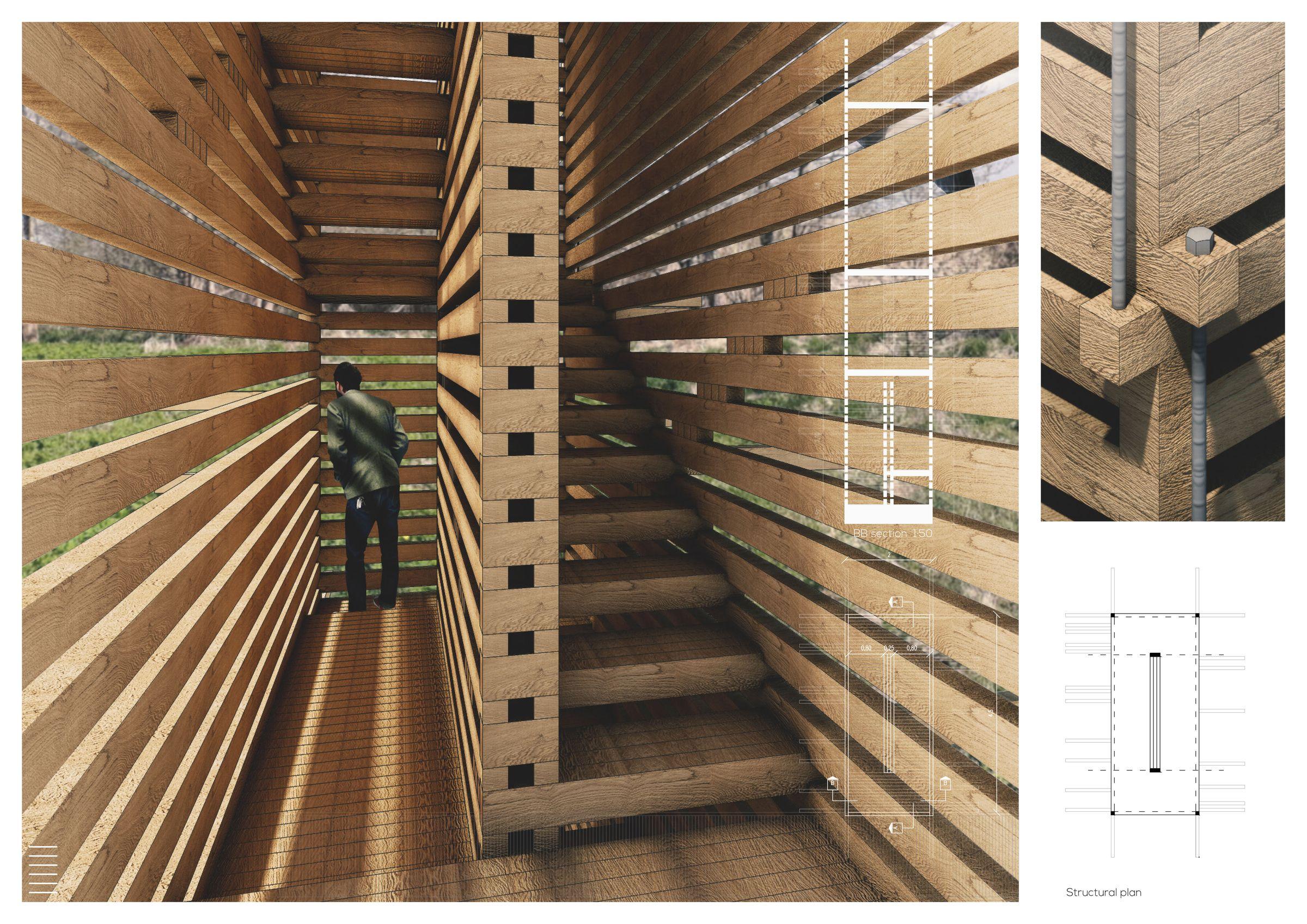 Lámina 3: detalle del entramado de madera