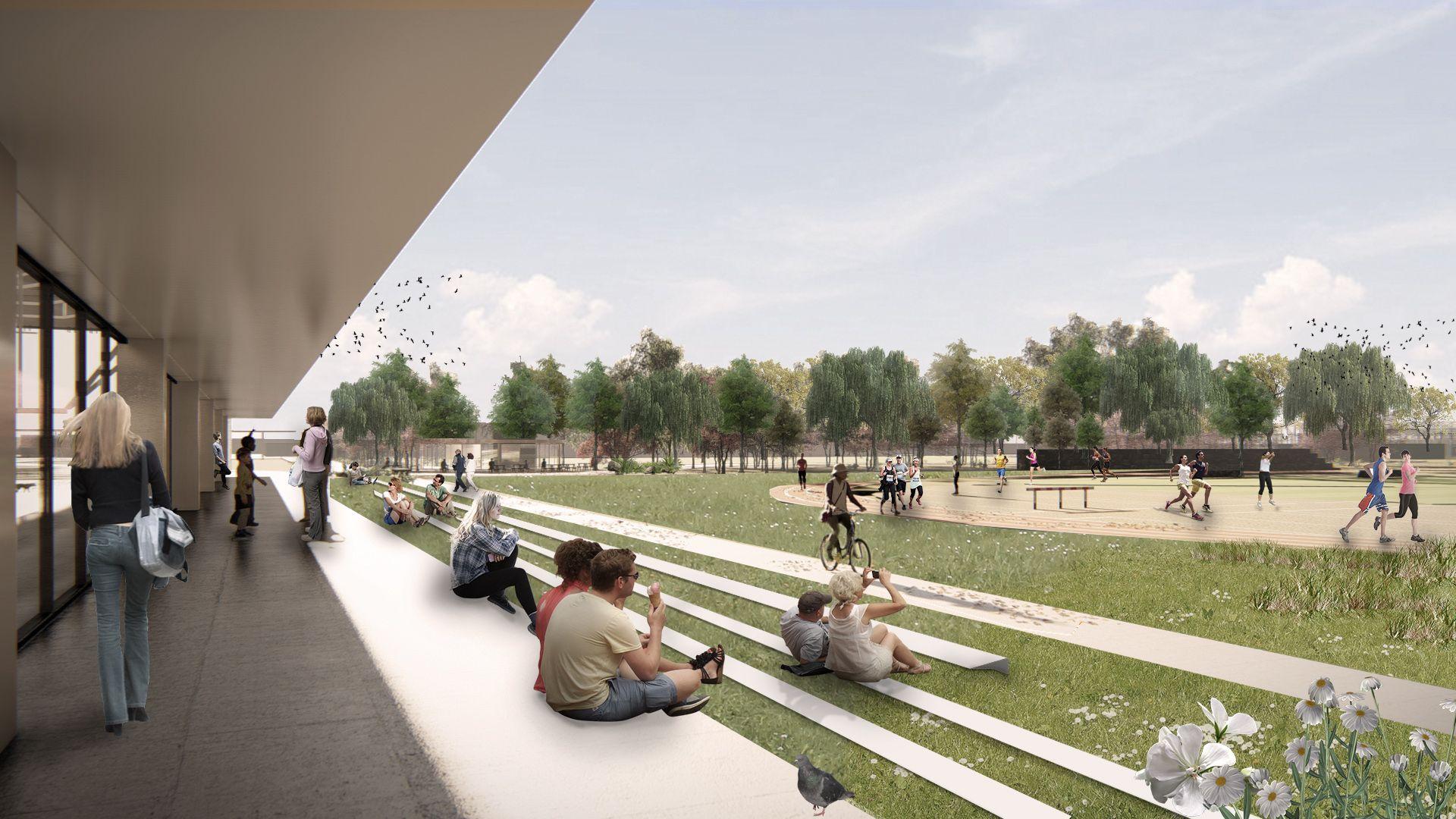 Render de la pista de atletismo