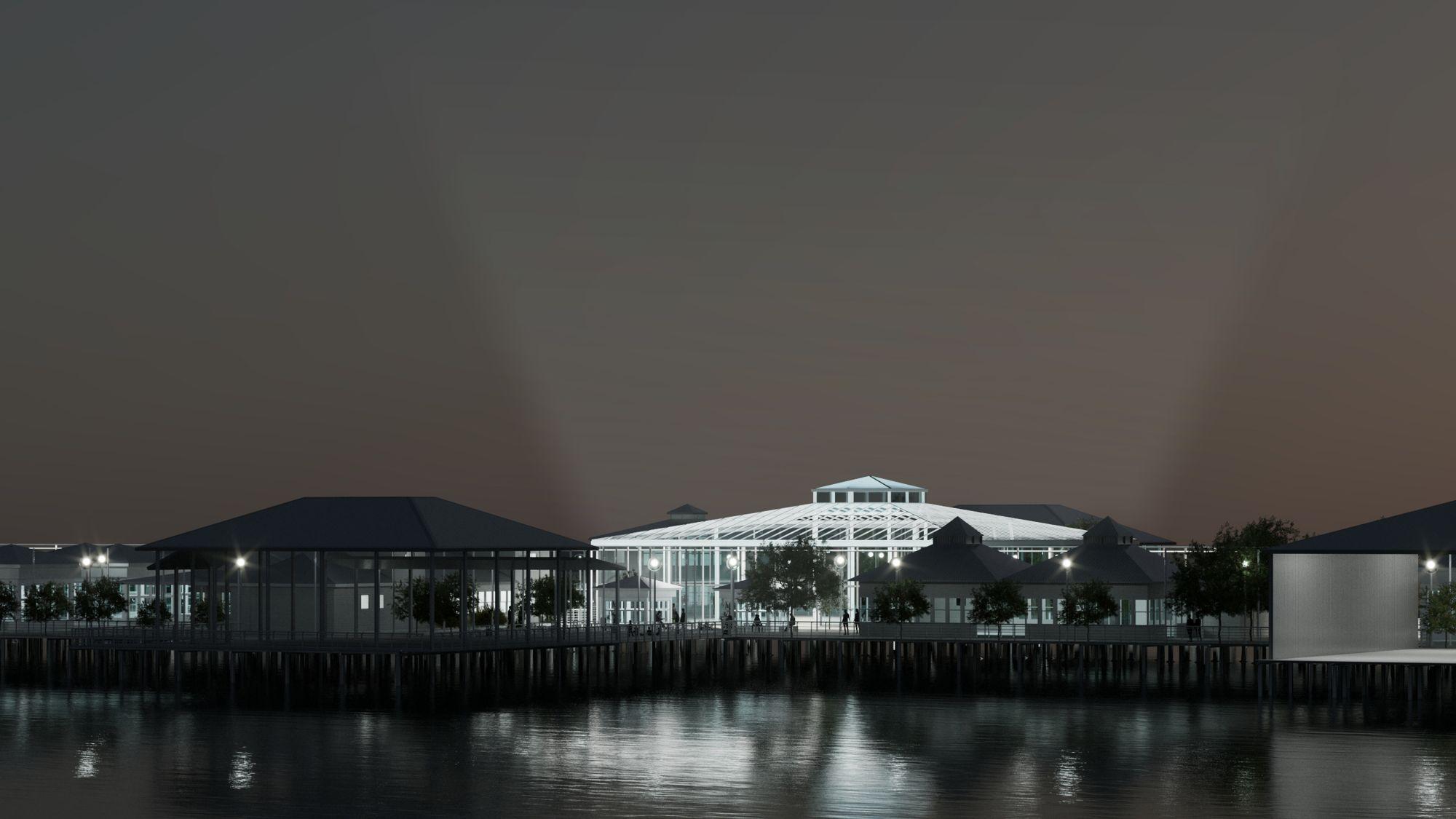 Vista nocturna desde el río